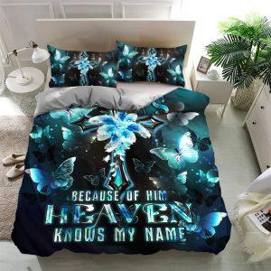 Jesus Because of Him Heaven Knows My Name Quilt Bedding Set Christian Gift For Believers 3 lipn4y.jpg