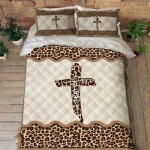 Jesus Bed Set, Faith Jesus Leopard Quilt…