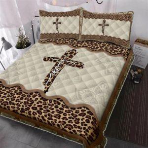 Jesus Bed Set Faith Jesus Leopard Quilt Bedding Set Christian Gift For Believers 2 cgomkw.jpg