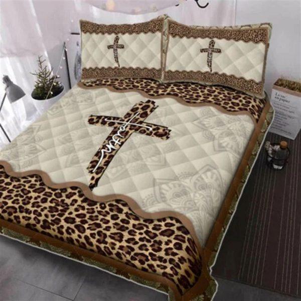 Jesus Bed Set, Faith Jesus Leopard Quilt Bedding Set – Christian Gift For Believers