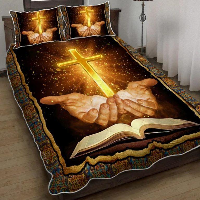 Jesus Bible Quilt Bedding Set Christian Gift For Believers Excoolent
