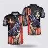Jesus Christ American Flag Cross Polo Shirts – Gifts For Christian Families