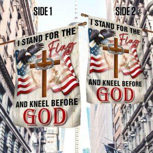 Jesus Christ American Flag I Stand For The Flag and Kneel Before God Flag 2