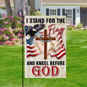 Jesus Christ American Flag I Stand For The Flag and Kneel Before God Flag 3
