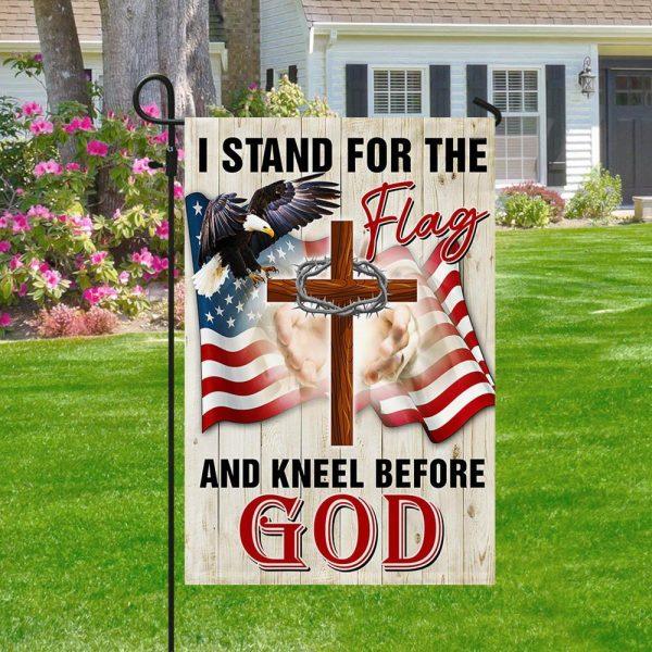 Jesus Christ American Flag I Stand For The Flag and Kneel Before God Flag – Christian Flag Outdoor Decoration