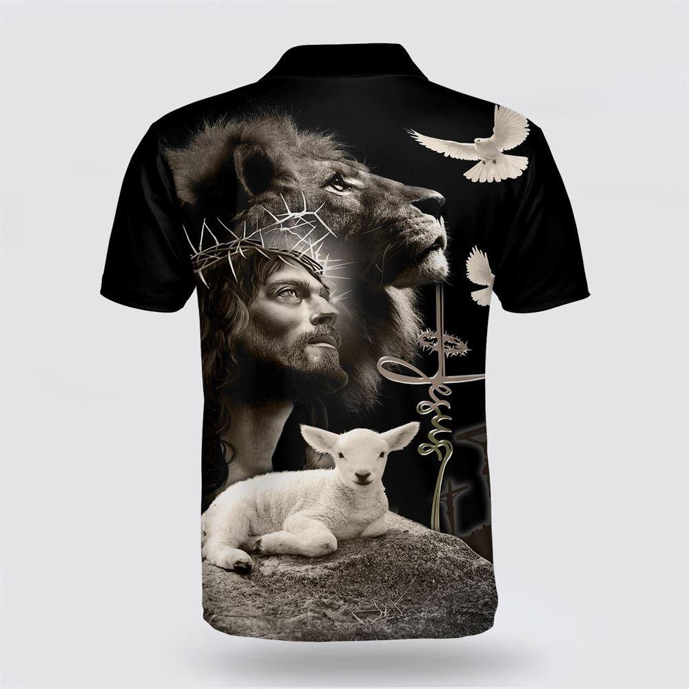 Jesus Christ And Lamb Lion Polo Shirt – Gifts For Christian Families