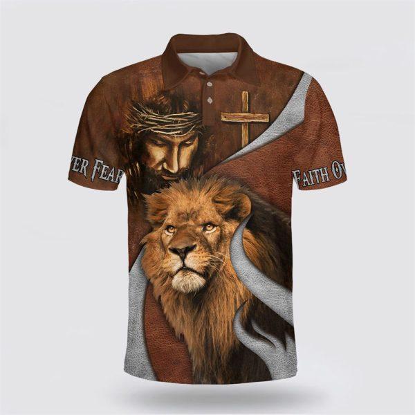 Jesus Christ And Lion Polo Shirt – Gifts For Christian Families