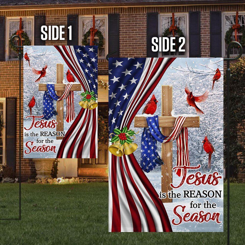Jesus Christ Cross Flag  Jesus Is The Reason for Season Christmas Flag – Christian Flag Outdoor Decoration