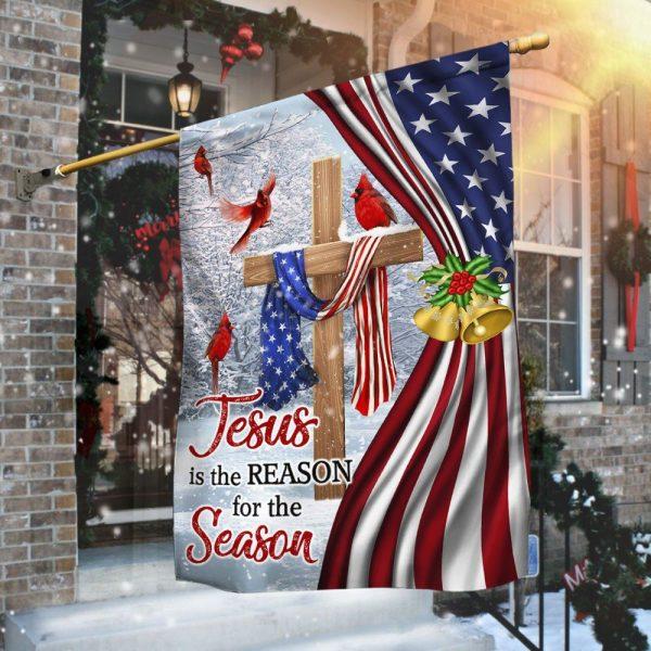 Jesus Christ Cross Flag  Jesus is The Reason for Season Christmas Flag – Christmas Flag Outdoor Decoration