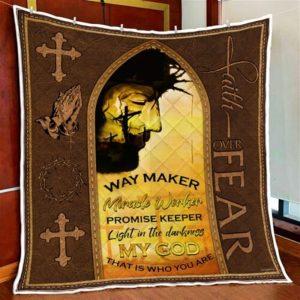 Jesus Christ Faith Over Fear Christian Quilt…