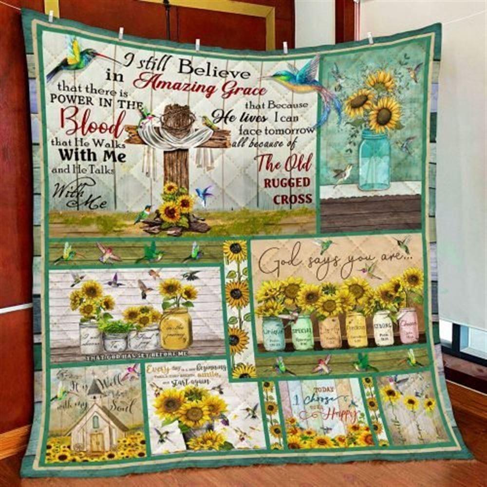Jesus Christ Hummingbirds Sunflower I Still Believe In Amazing Grace Christian Quilt Blanket – Christian Gift For Believers Jesus Christ Hummingbirds Sunflower I Still Believe In Amazing Grace Christian Quilt Blanket – Christian Gift For Believers