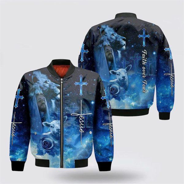 Jesus Christ Lion And Lamb Bomber Jacket – Gifts For Jesus Lovers