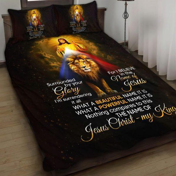 Jesus Christ My King Quilt Bedding Set – Christian Gift For Believers