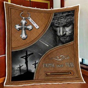 Jesus Christian Faith Over Fear Christian Quilt…