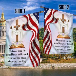 Jesus Cross Easter Day American Flag He Is Not Here He Is Risen 2