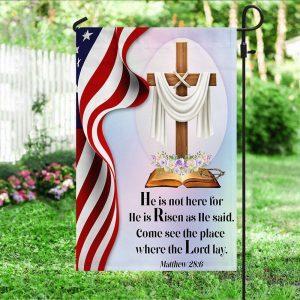 Jesus Cross Easter Day American Flag He Is Not Here He Is Risen 3