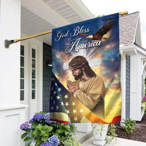 Jesus Cross Flag God Bless America 1