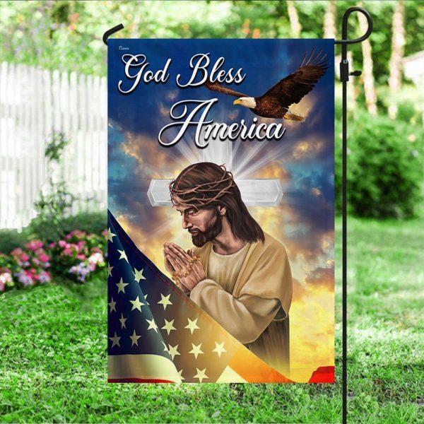 Jesus Cross Flag God Bless America – Christian Flag Outdoor Decoration