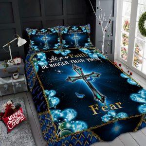 Jesus Cross Let Your Faith Be Bigger Than Your Fear Quilt Bedding Set Christian Gift For Believers 1 cpatrz.jpg