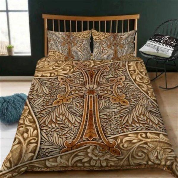 Jesus Cross Quilt Bedding Set – Christian Gift For Believers