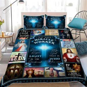 Jesus Cross Way Maker Miracle Worker Bedding Set Christian Gift For Believers 2 rdwmhc.jpg