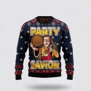 Jesus Drink Beer Party Savior Ugly Christmas…