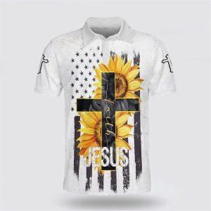 Jesus Faith Sunflower Cross Polo Shirt –…