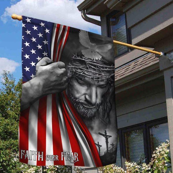 Jesus Flag Faith Over Fear God Jesus Flag – Christian Flag Outdoor Decoration