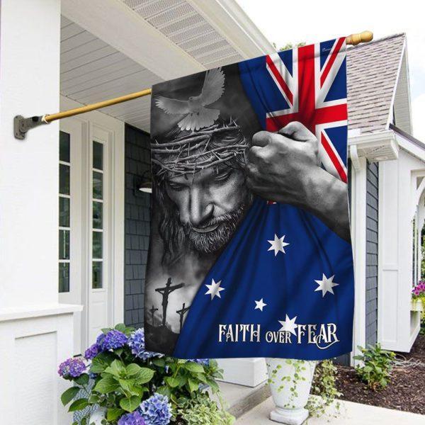 Jesus Flag Jesus Faith Over Fear Australian Flag – Christian Flag Outdoor Decoration