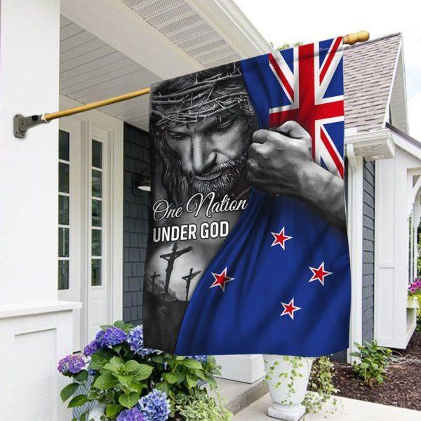 Jesus Flag Jesus One Nation Under God New Zealand Flag – Christian Flag Outdoor Decoration