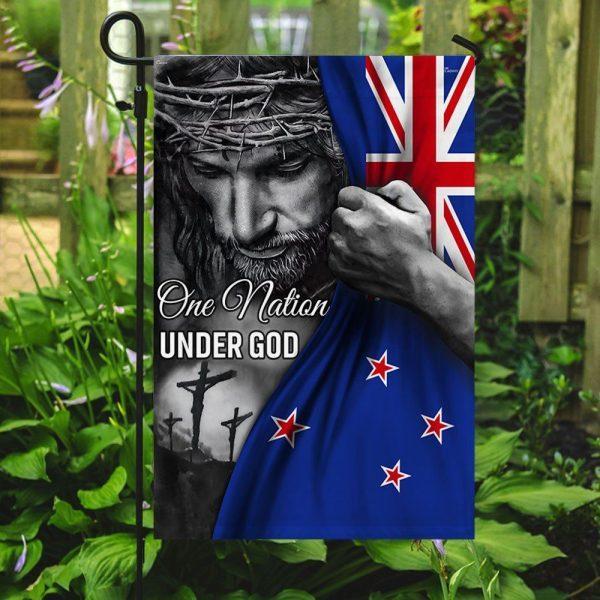 Jesus Flag Jesus One Nation Under God New Zealand Flag – Christian Flag Outdoor Decoration