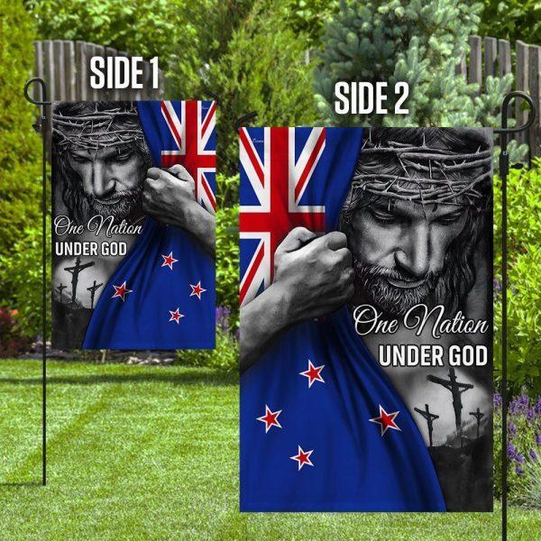 Jesus Flag Jesus One Nation Under God New Zealand Flag – Christian Flag Outdoor Decoration