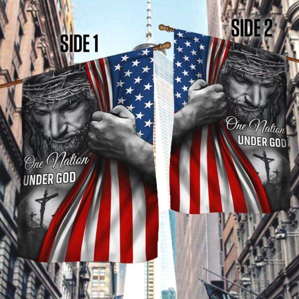 Jesus Flag One Nation Under God American Patriot Flag – Christian Flag Outdoor Decoration