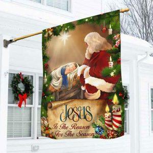 Jesus Flag Santa Claus Jesus Is The Reason For Christmas Season Flag 1