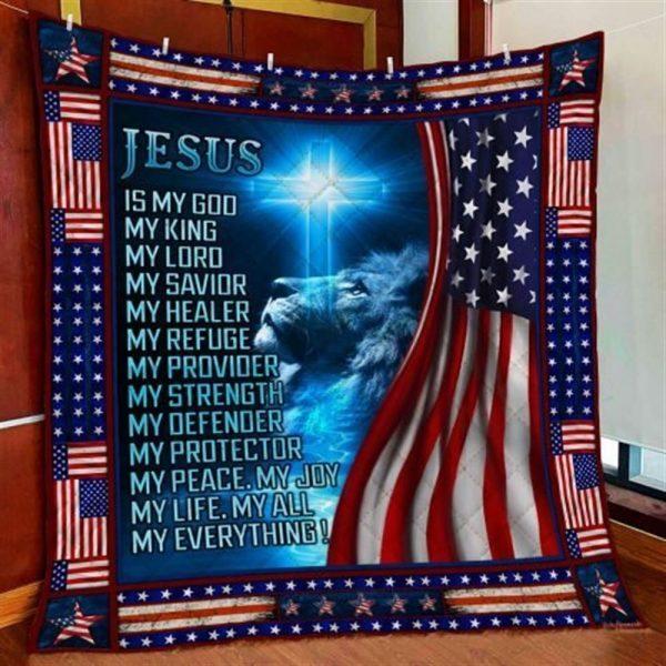 Jesus Is My God  Lion Christian Christian Quilt Blanket – Christian Gift For Believers