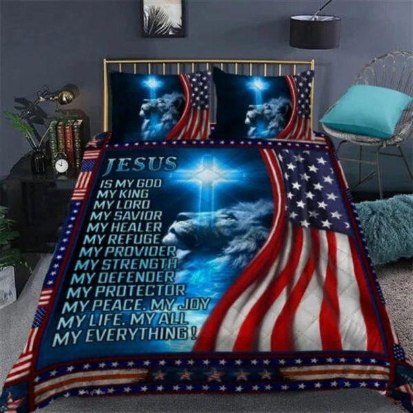 Jesus Is My God Lion Christian Quilt Bedding Set – Christian Gift For Believers