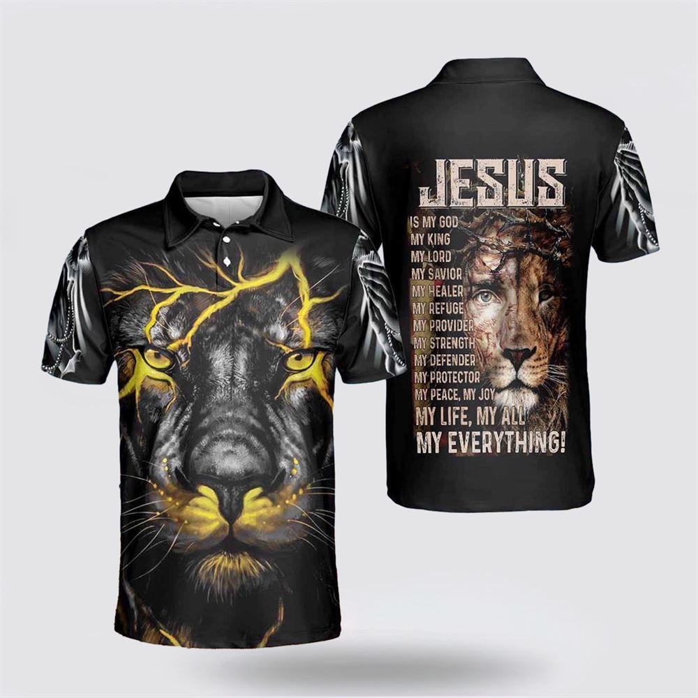 Jesus Is My God Lion Lighting Polo Shirts – Gifts For Jesus Lovers Jesus Is My God Lion Lighting Polo Shirts – Gifts For Jesus Lovers