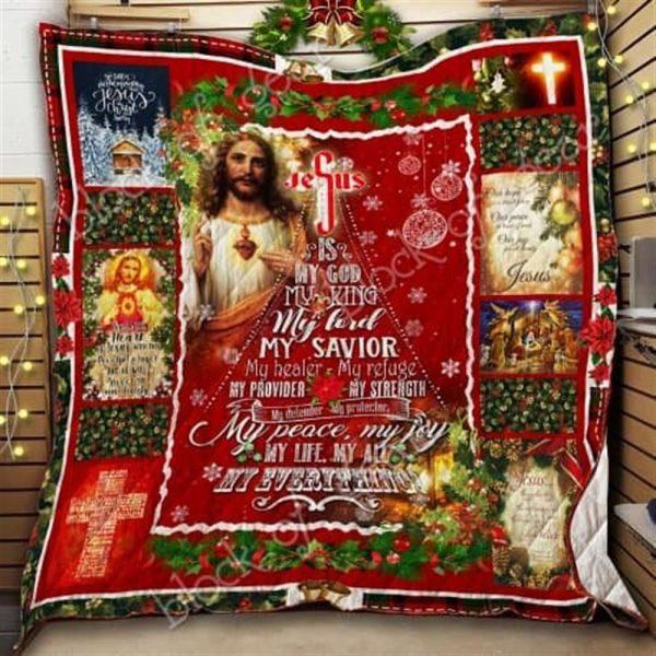 Jesus Is My God My King Christmas Christian Quilt Blanket – Christian Gift For Believers