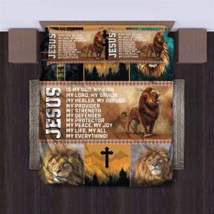 Jesus Is My God My King Quilt Bedding Set Christian Gift For Believers 3 f03ov5.jpg