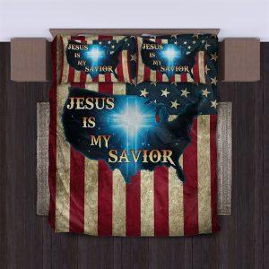 Jesus Is My Savior America Flag Quilt Bedding Set Christian Gift For Believers 3 c28htb.jpg