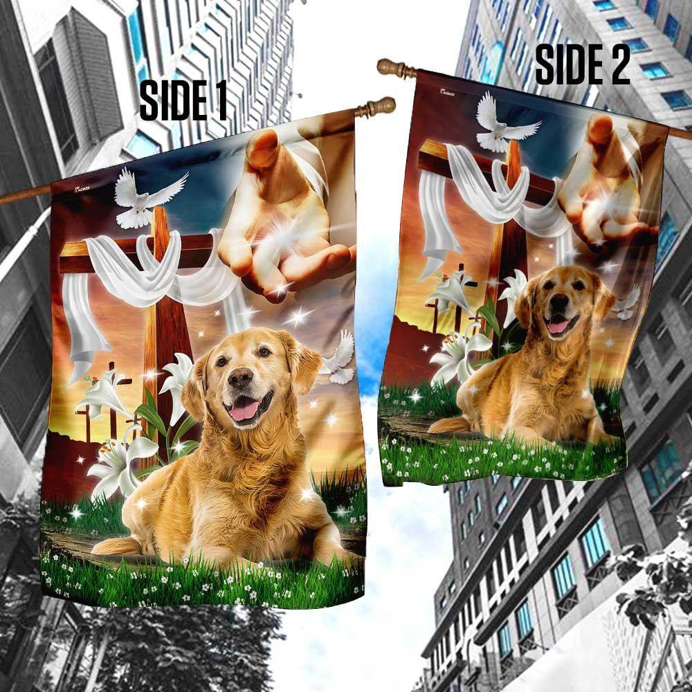 Jesus Is My Savior Golden Retriever Is My Therapy, Jesus Christ Dog Flagwix Golden Retriever Flag – Christian Flag Outdoor Decoration