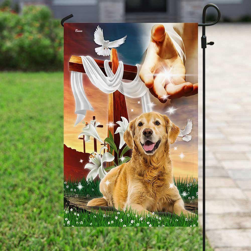 Jesus Is My Savior Golden Retriever Is My Therapy, Jesus Christ Dog Flagwix Golden Retriever Flag – Christian Flag Outdoor Decoration