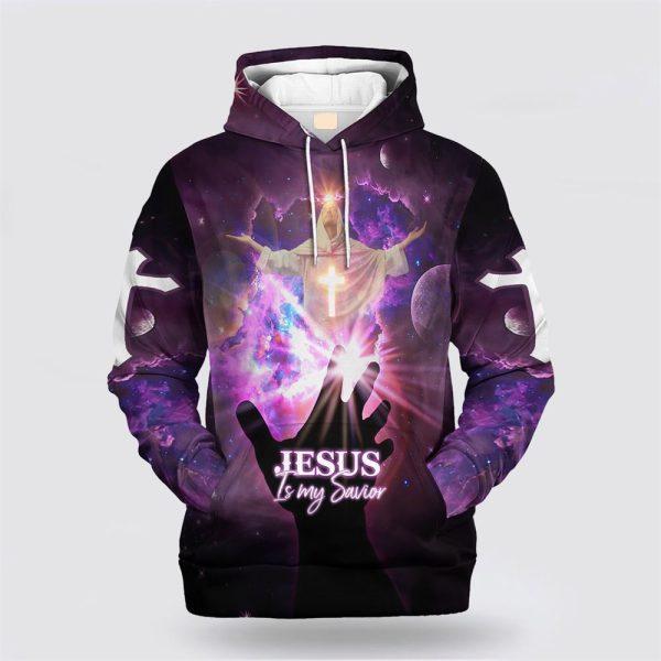 Jesus Is My Savior Purple Light  All Over Print Hoodie Shirt – Gifts For Jesus Lovers