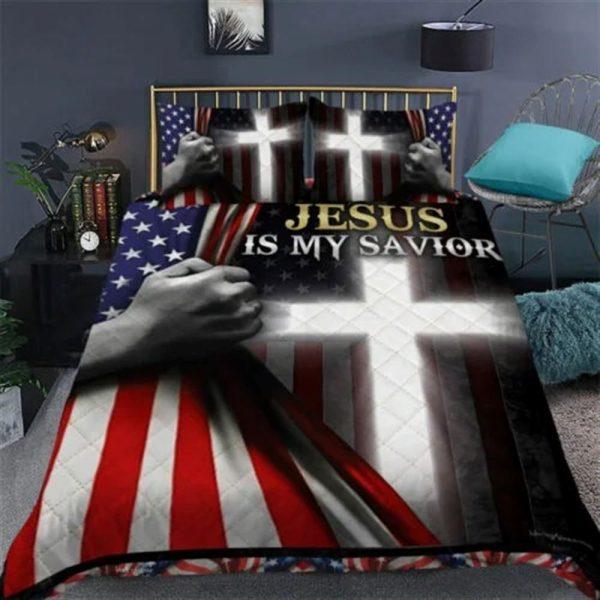 Jesus Is My Savior Quilt Bedding Set – Christian Gift For Believers