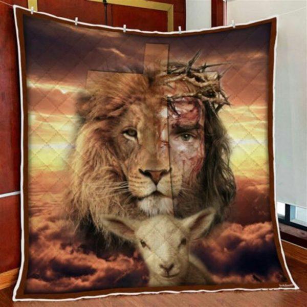 Jesus Is Risen Lion Christian Quilt Blanket – Christian Gift For Believers