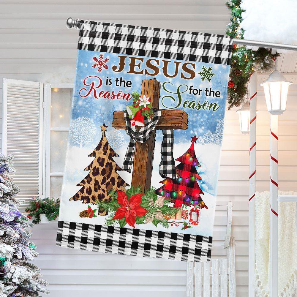 Jesus Is The Reason For The Season Religious Cross Christmas Flag – Christian Flag Outdoor Decoration