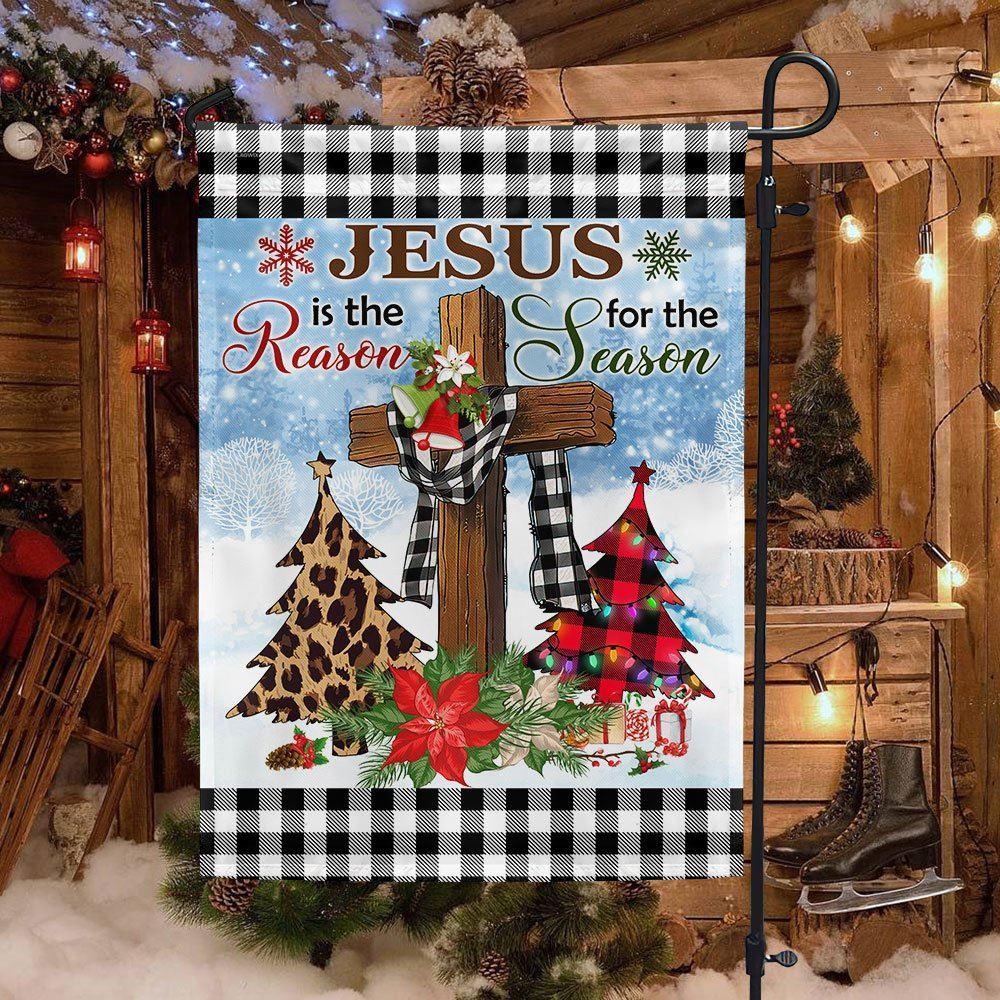 Jesus Is The Reason For The Season Religious Cross Christmas Flag – Christian Flag Outdoor Decoration