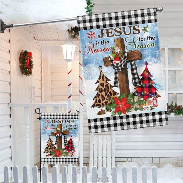 Jesus Is The Reason For The Season Religious Cross Christmas Flag – Christmas Flag Outdoor Decoration
