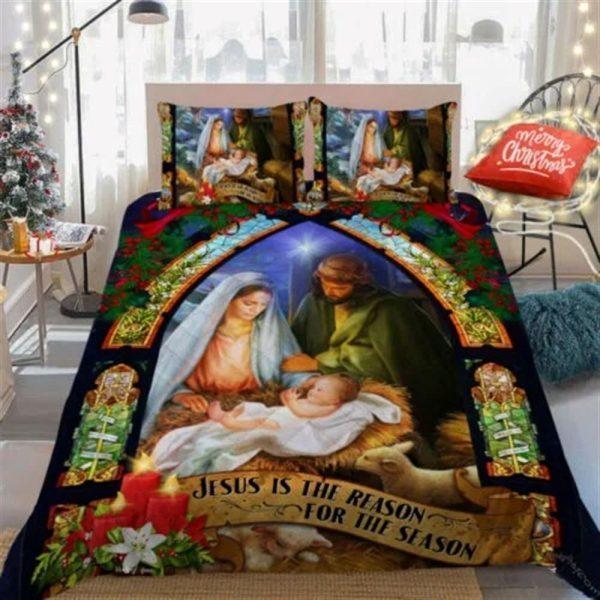 Jesus Is the Reason For The Season Quilt Bedding Set – Christian Gift For Believers