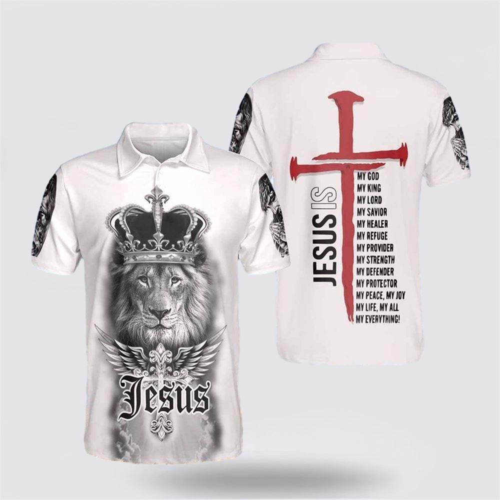 Jesus Lion Crown Jesus I My Everything Jesus Polo Shirts – Gifts For Jesus Lovers